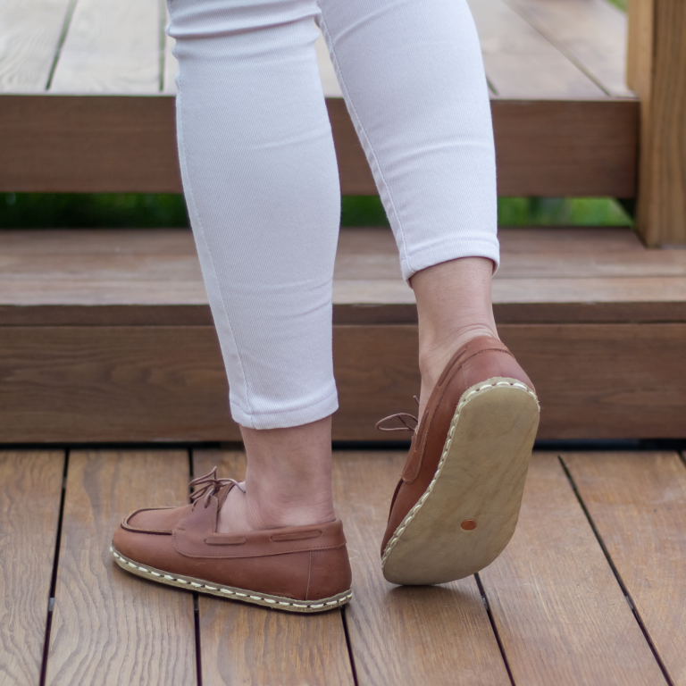 El Yapımı Barefoot Yalınayak Kadın Deri Mellow Model, Crazy Kahve - Görsel 2