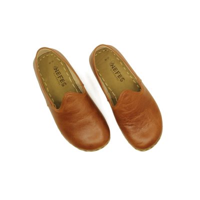 El Yapımı Barefoot Yalınayak Erkek Deri Klasik Model, Otantik Kahve