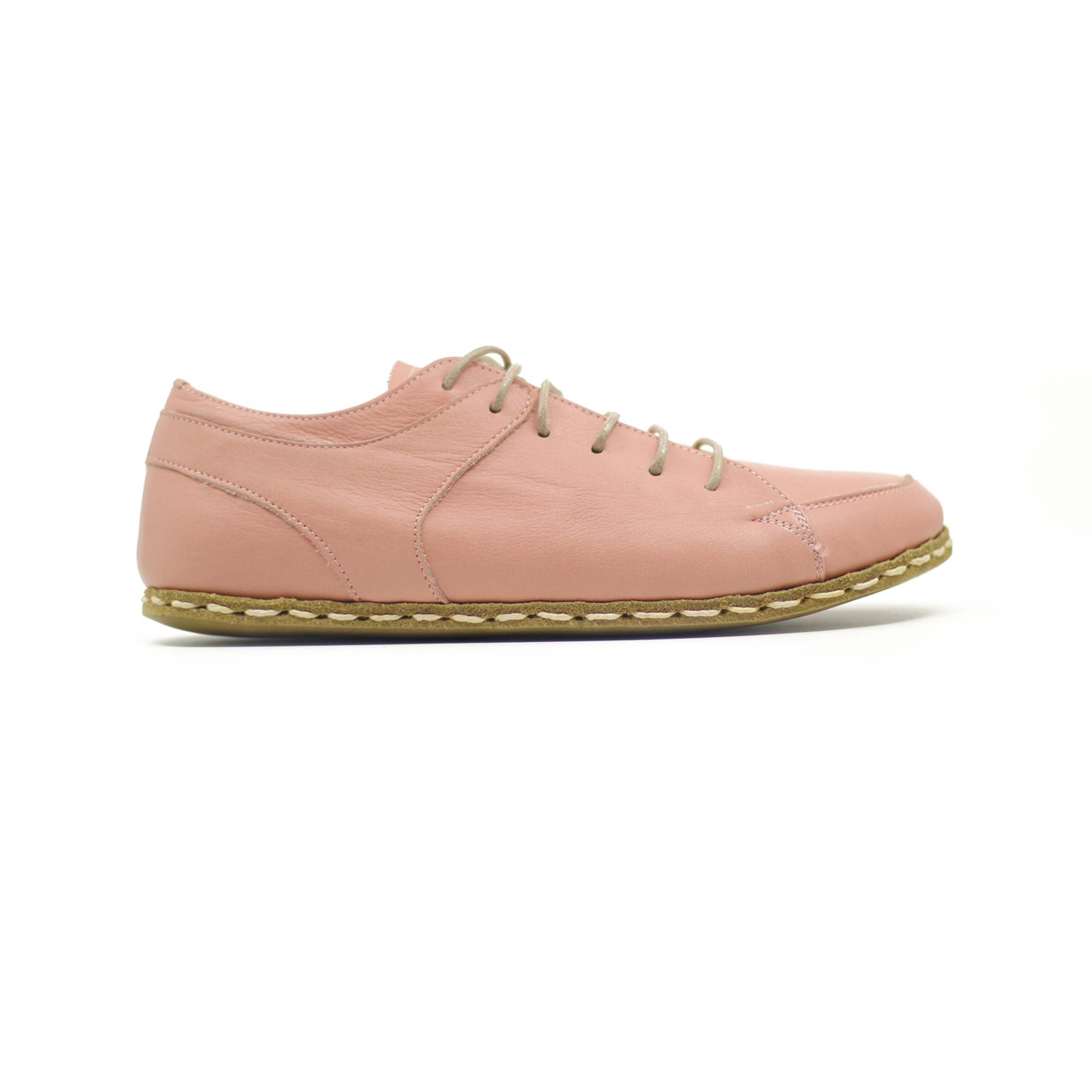 51 El Yapımı Barefoot Yalınayak Erkek Deri Parçalı Sneakers Model, Şeker Pembe - Görsel 1