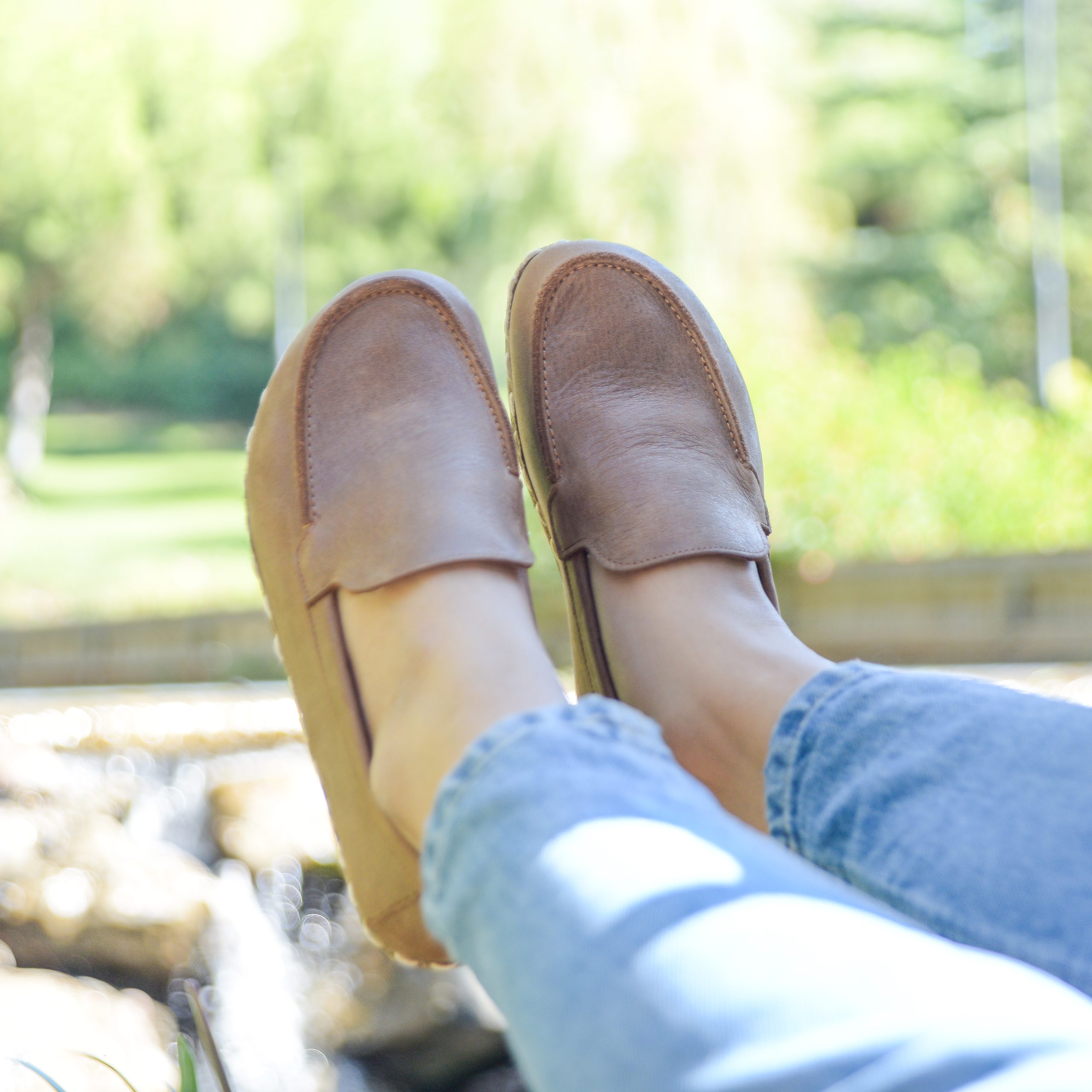 El Yapımı Barefoot Yalınayak Kadın Deri Makasyon Model, Mat Kahve